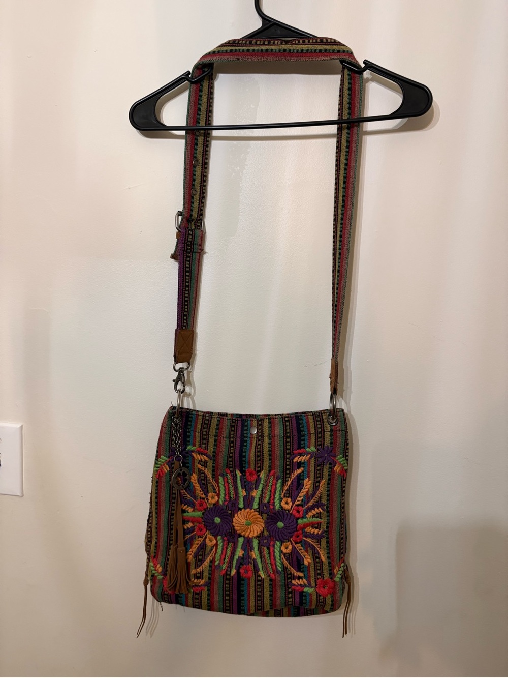 Embroidered Boho Lucky Brand Crossbody Bag - Multicolor